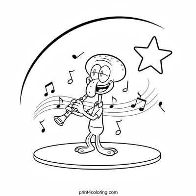 Squidward's Joyful Clarinet Serenade - free printable coloring page