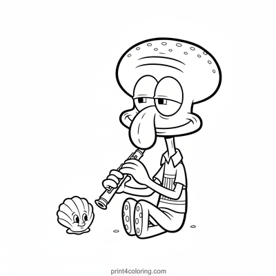 Squidward's Serene Clarinet Solo - free printable coloring page