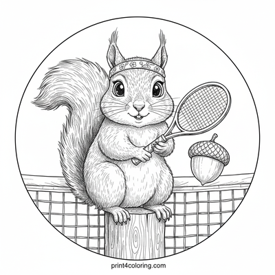 Squirrel's Acorn Ace - free printable coloring page