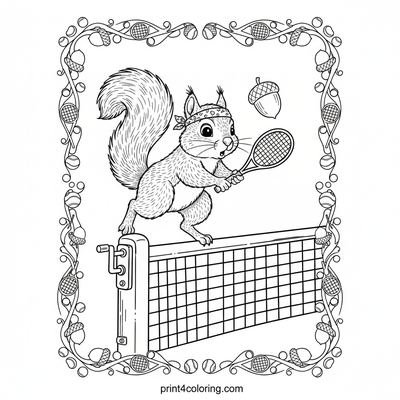 Squirrel's Acorn Ace - free printable coloring page