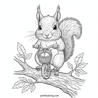 The Great Acorn Delivery: Unicycling Squirrel - free printable coloring page