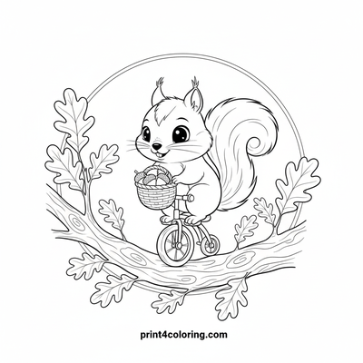 The Acrobatic Acorn Delivery Squirrel - free printable coloring page