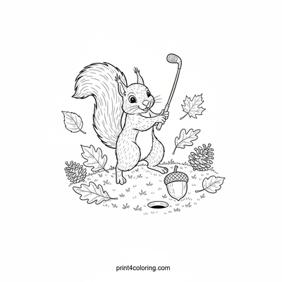 The Acorn Golf Champion - free printable coloring page
