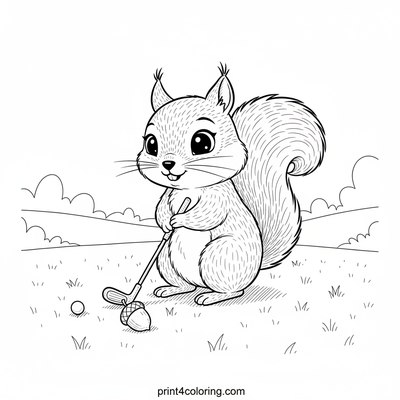 Squirrel's Acorn Putt Challenge - free printable coloring page