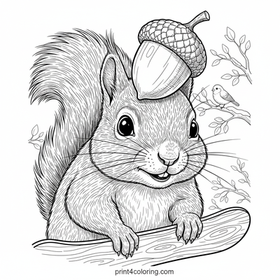 Snowboarding Squirrel's Epic Acorn Ride - free printable coloring page