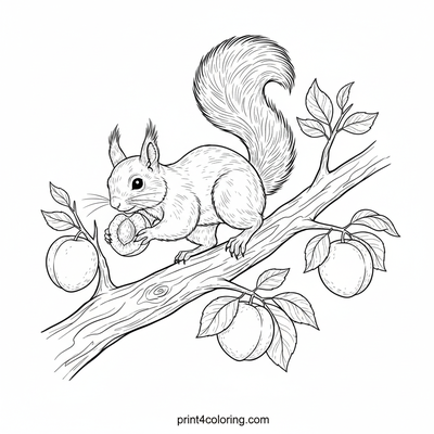 Squirrel's Sweet Apricot Feast - free printable coloring page