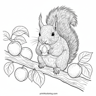 Apricot Delight: Squirrel's Sweet Snack - free printable coloring page