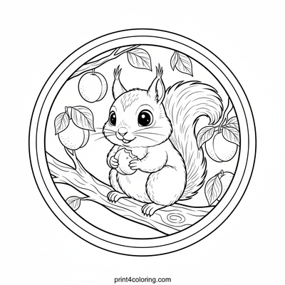 Cozy Squirrel's Apricot Feast - free printable coloring page