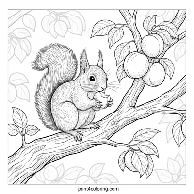 Apricot Acrobats: Squirrel's Sweet Snack - free printable coloring page