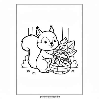 Scurrying Squirrel's Autumn Acorn Haul - free printable coloring page
