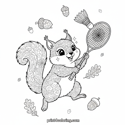 The Squirrel's Acorn Ace Smash - free printable coloring page