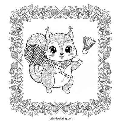 Acorn Ace: Squirrel's Badminton Debut - free printable coloring page