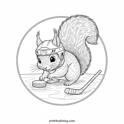 Squirrel's Icy Hockey Hustle - free printable coloring page