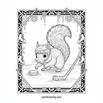 Squirrel's Ice Rink Adventure - free printable coloring page