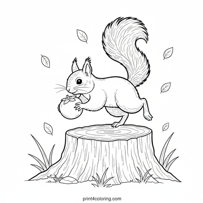 Forest Friend's Sweet Treat: A Squirrel's Persimmon Delight - free printable coloring page