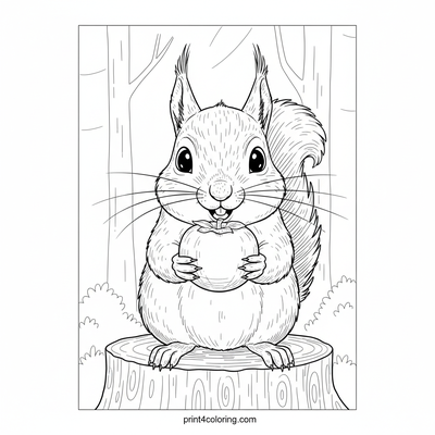 Curious Squirrel's Sweet Persimmon Feast - free printable coloring page