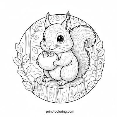 Autumn's Delight: A Squirrel's Persimmon Feast - free printable coloring page