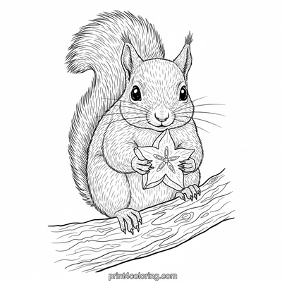 Star Fruit Squirrel's Delight - free printable coloring page