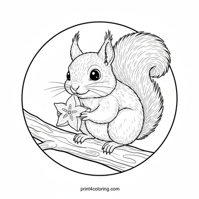 Cozy Squirrel's Star Fruit Snack - free printable coloring page