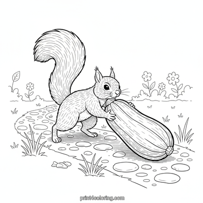 The Zucchini Roller: A Squirrel's Mighty Harvest - free printable coloring page