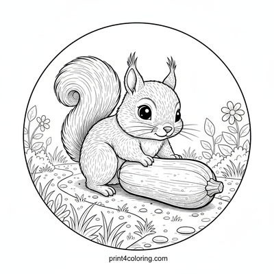 The Determined Squirrel's Zucchini Haul - free printable coloring page