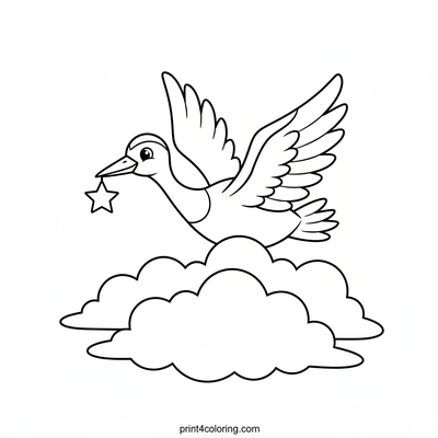 Starry Cloud Crane's Gentle Flight - free printable coloring page