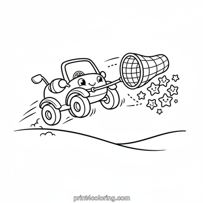 Starry Night Moon Buggy Adventure - free printable coloring page