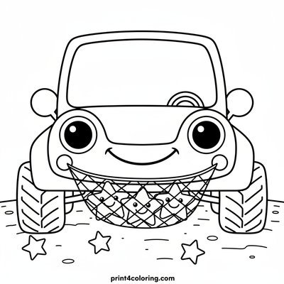 Whimsical Moon Buggy Star Collector - free printable coloring page