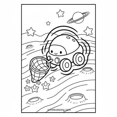 Magical Star Scooping Adventure - free printable coloring page