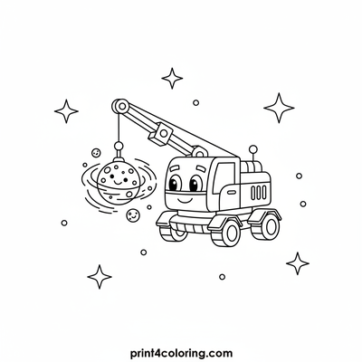 Cosmic Crane's Stardust Mission - free printable coloring page