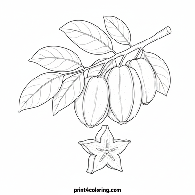 Star Fruit Botanical Bliss - free printable coloring page