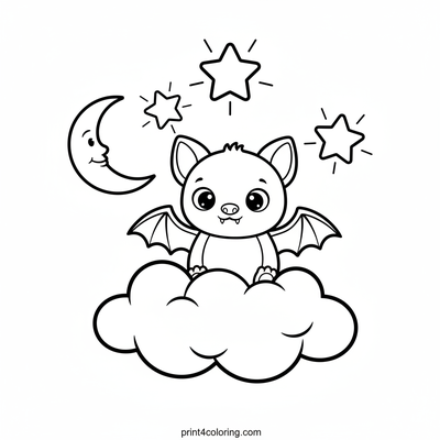Starlight Bat's Dreamy Night - free printable coloring page