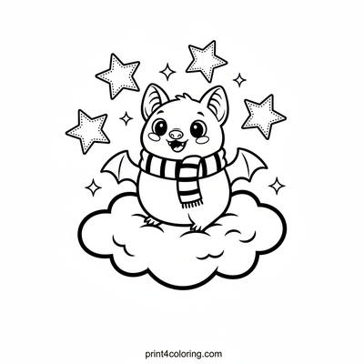 Bat's Starry Cloud Adventure - free printable coloring page