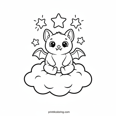 Cloud-Hopping Star-Gazer Bat - free printable coloring page
