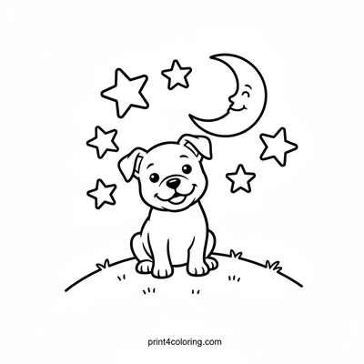 Dreamy Pitbull Under the Starry Night