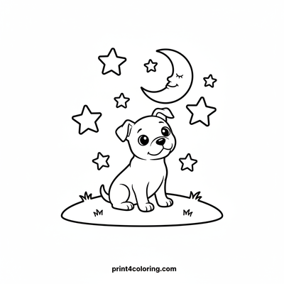 Pitbull's Dreamy Stargaze - free printable coloring page