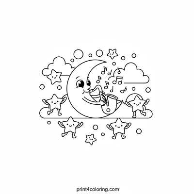 Star-Studded Saxophone Serenade - free printable coloring page