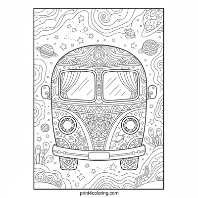 Stardust Cruiser: Cosmic Camper Van Journey - free printable coloring page