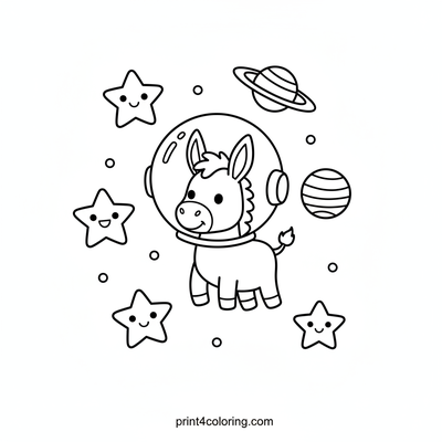 Stardust Donkey's Galactic Ride - free printable coloring page