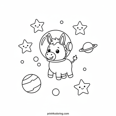 Stardust Donkey's Galactic Ride - free printable coloring page