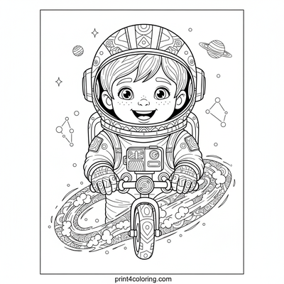 Stardust Rider's Cosmic Journey - free printable coloring page