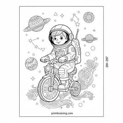 Stardust Rider's Galactic Spin - free printable coloring page