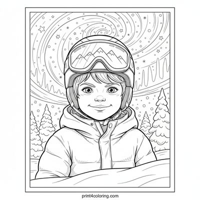 Starfall Snowboarder: Cosmic Descent - free printable coloring page