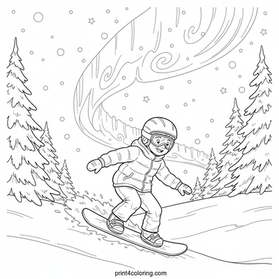 Celestial Slopes: Snowboarder's Night Ride