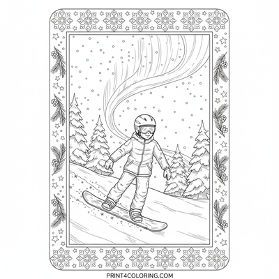 Snowboarding coloring pages preview