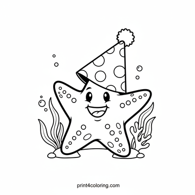 Giggling Starfish's Silly Hat Party - free printable coloring page