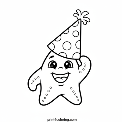 Starfish's Silly Hat Celebration - free printable coloring page