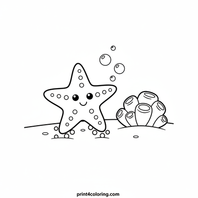 Curious Starfish Reef Adventure - free printable coloring page