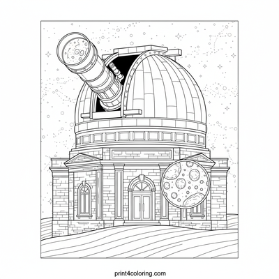 Cosmic Wonders: Stargazing at the Asteroid Belt Observatory - free printable coloring page
