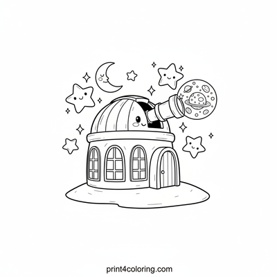 Cosmic Observatory Night - free printable coloring page